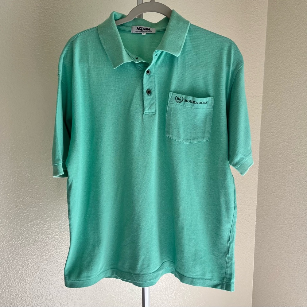 Honma Golf Polo Shirt Green Men’s Size L Made In Japan
